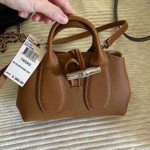 Longchamp mini Roseau top handle XS extra small crossbody natural